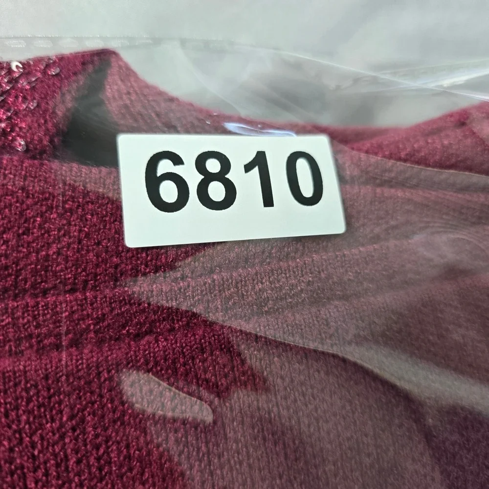 Nanette Lepore Merlot Sequin Trim Short Sleeve Knit‎ Sweater Woman Large NEW